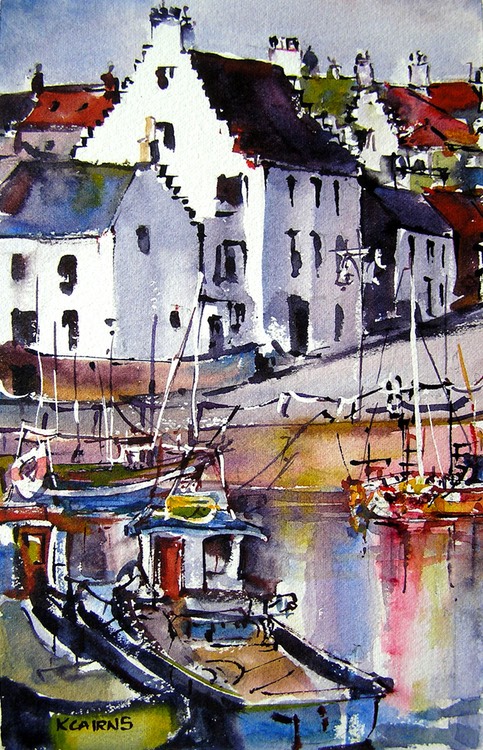 Harbour Home, Crail - Watercolour 54 x 64 cm -Karen Cairns - £395